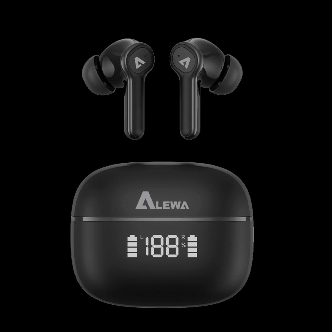 Alewa BassBuds 3 Equalizer Modes, 4 Mics Clear Calling, 50ms Low Latency Gaming, Bluetooth 5.3 True Wireless In Ear Earbuds | Digital Display